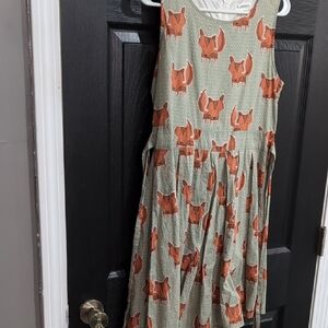 Fox Print Midi Dress